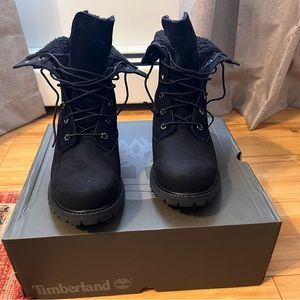 Timberland Authentic WP Fleece Fold Down Black Nubuck Boots